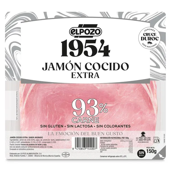Jamón cocido extra Elpozo 1954 150 g 2