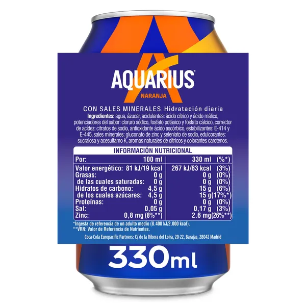 Aquarius de naranja 9 x 330 ml 3
