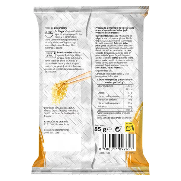 Noodles sabor pollo Al Punto Dia sobre 85 g 2