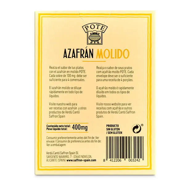 Azafrán molido Pote caja 4 sobres 100 mg 3
