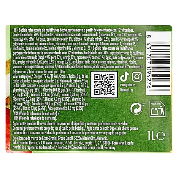 Bebida de zumo multifrutas Granini 1 L 3