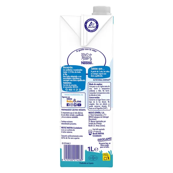 Bebida láctea crecimiento original +12 meses Nativa brik 1 l 4
