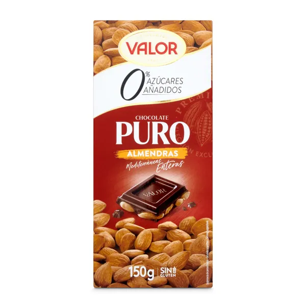 Chocolate puro con almendras sin azúcar Valor 150 g 2