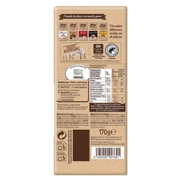 Chocolate blanco para postres Nestlé 170 g 2