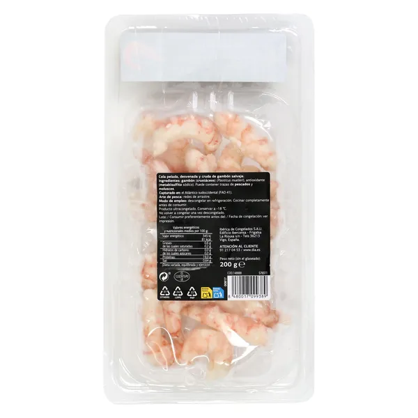 Colas de gambón pelado crudo Mari Marinera de Dia bandeja 200 g 2