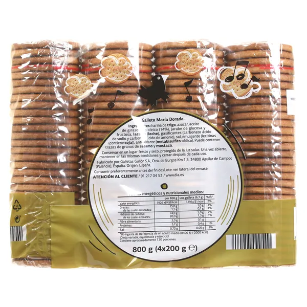 Galletas dorada maría Galleteca de Dia 800 g 4