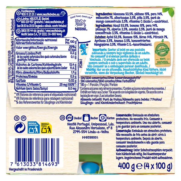 Puré de 7 frutas sin gluten Nestlé pack 4 x 100 g 5