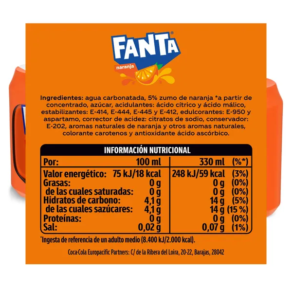 Refresco de naranja Fanta lata 9 x 33 cl 3