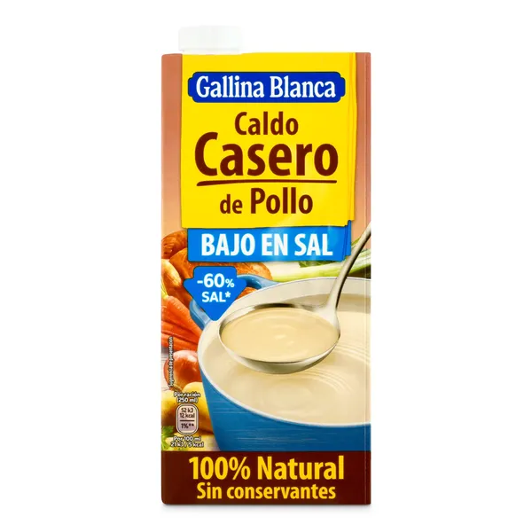 Caldo de pollo bajo en sal Gallina Blanca 1 L 2