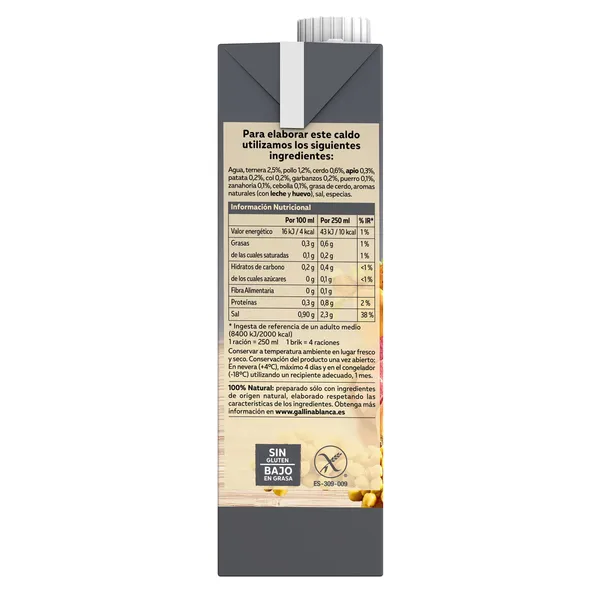 Caldo casero de cocido 100% natural Gallina Blanca brik 1 L 2