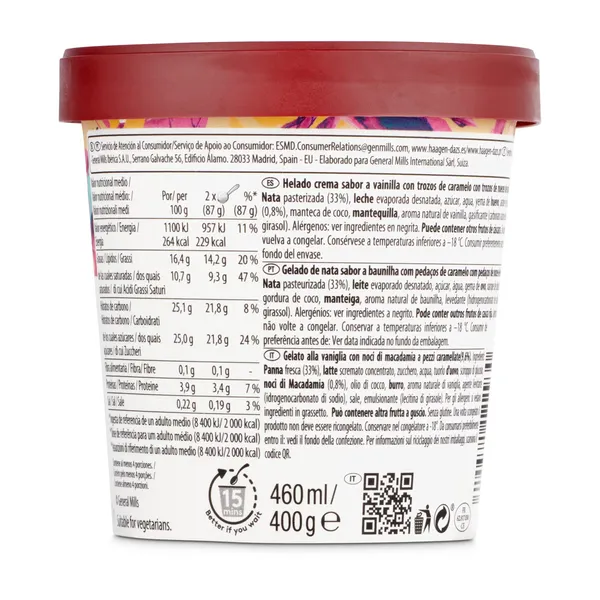 Tarrina de helado vainilla con nueces de macadamia Haagen Dazs 400 g 4