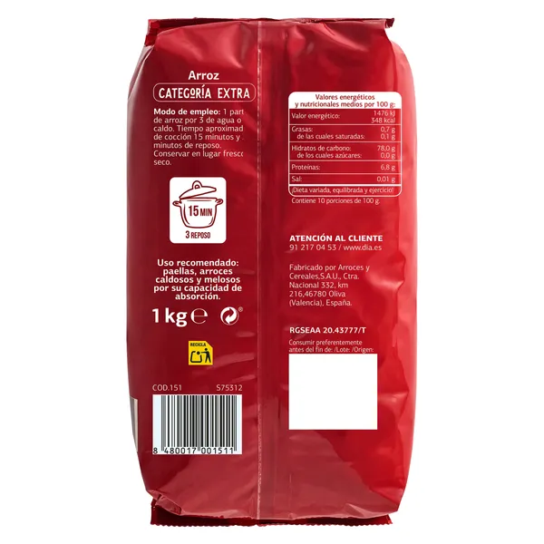 Arroz extra Dia Arrozona 1 Kg 3