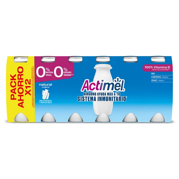 Bebida desnatada natural Actimel pack 12 x 100 g 2