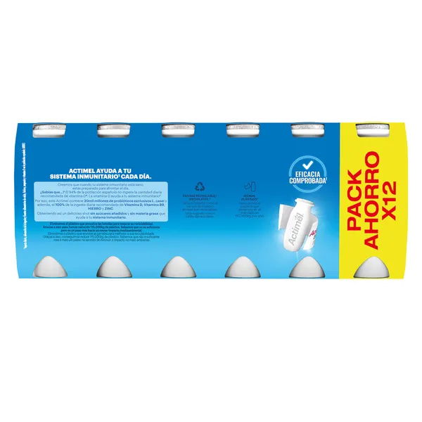 Bebida desnatada natural Actimel pack 12 x 100 g 3