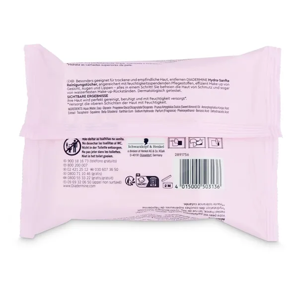 Toallitas desmaquillantes hidratantes pieles Diadermine bolsa 25 unidades 2