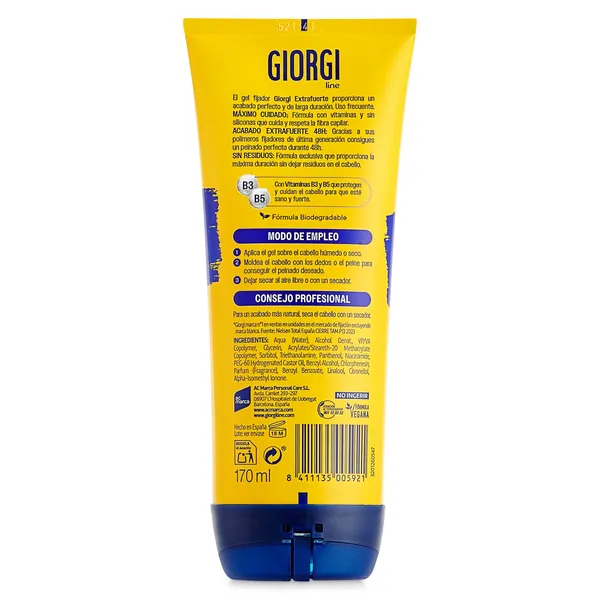 Gel fijador perfect fix 24 hrs extrafuerte Giorgi line tubo 170 ml 3
