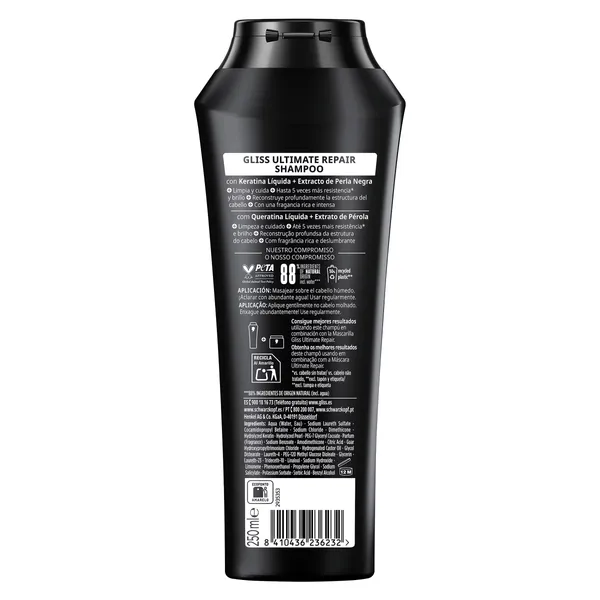 Champú reparador ultimate Gliss botella 250 ml 2