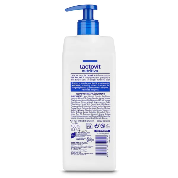 Leche corporal nutritiva piel normal-seca Lactovit bote 400 ml 3