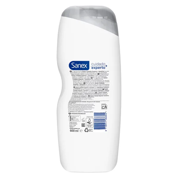Gel de ducha prebiótico piel sensible Sanex botella 600 ml 2
