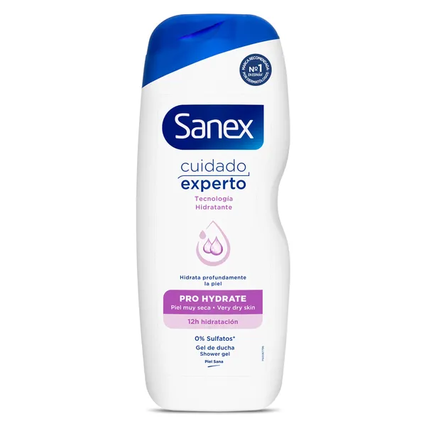 Gel de ducha piel muy seca cuidado experto Sanex botella 600 ml