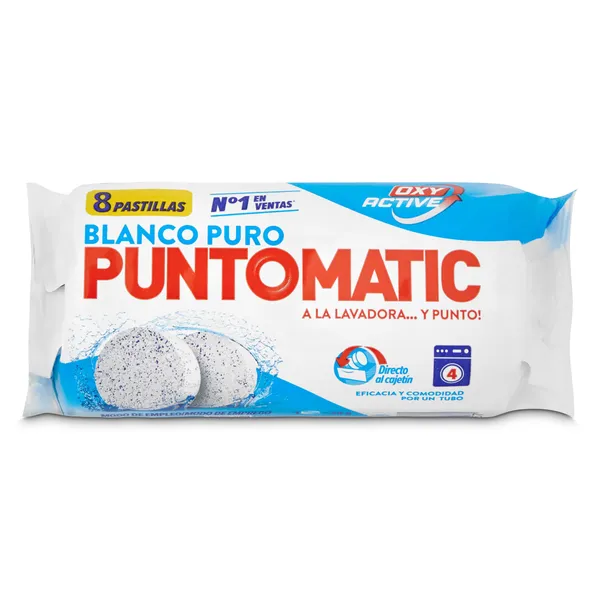 Detergente máquina blanco puro en pastillas Puntomatic 4 lavados 2