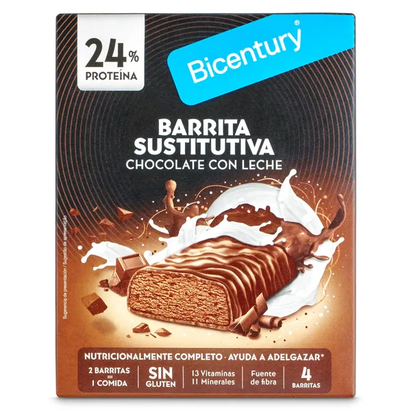 Barritas de chocolate con leche con chocochips Bicentury 128 g 2