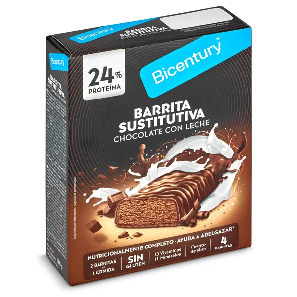 Barritas de chocolate con leche con chocochips Bicentury 128 g 3