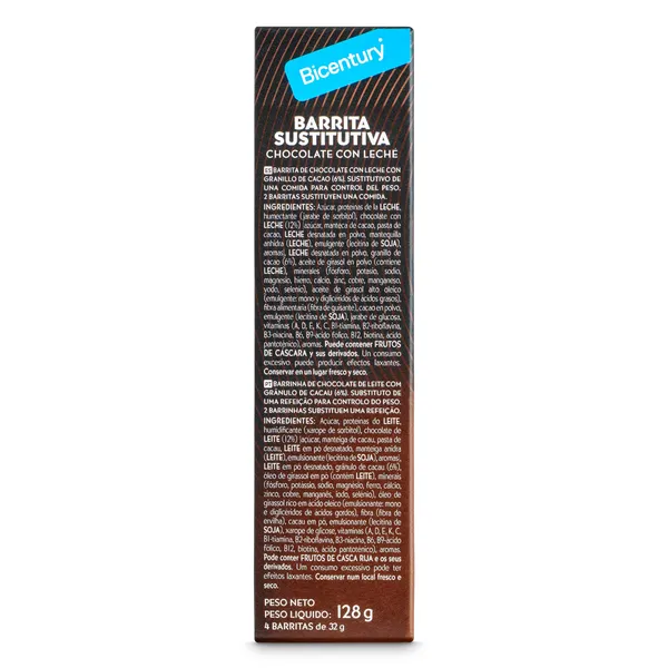 Barritas de chocolate con leche con chocochips Bicentury 128 g 4