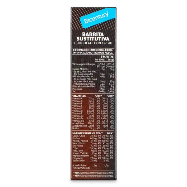 Barritas de chocolate con leche con chocochips Bicentury 128 g 5