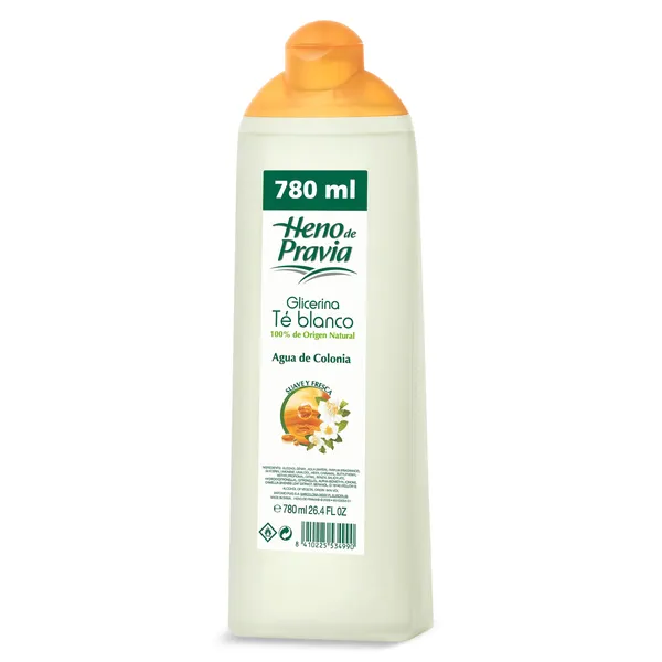 Agua de colonia glicerina y té blanco Heno de Pravia botella 780 ml