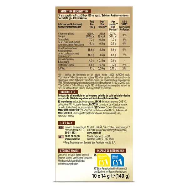 Cafe capuccino Nescafé caja 140 g 3