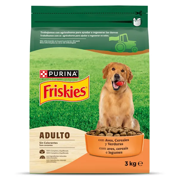 Alimento para perros adultos con aves y verduras Friskies bolsa 3 Kg 2