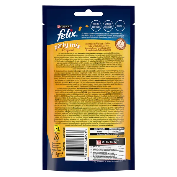Snack para gatos party mix original Felix 60 g 3