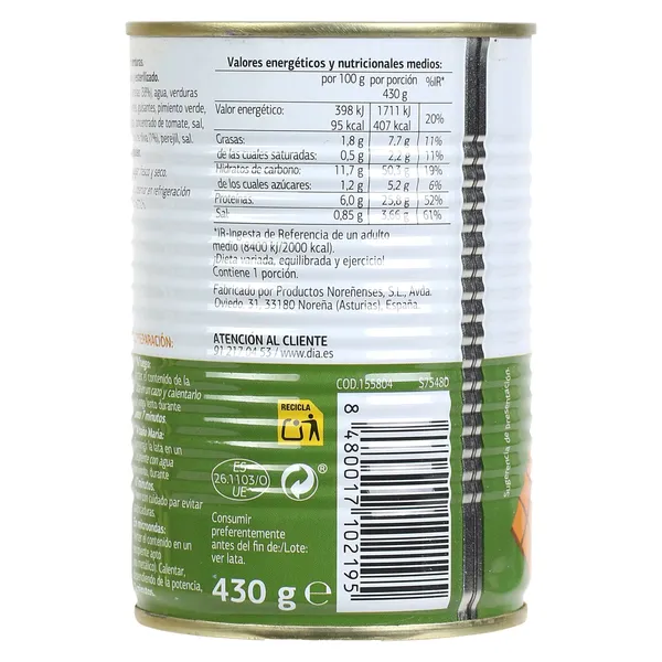 Lentejas con verduras Al Punto Dia 430 g 3