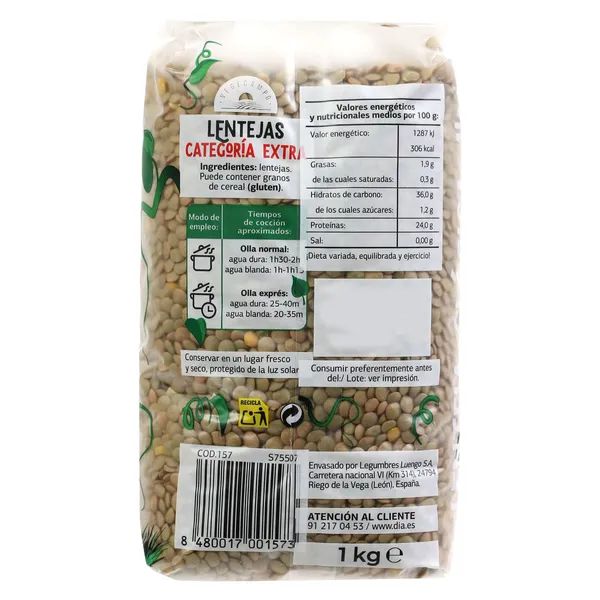 Lentejas castellanas Dia Vegecampo 1 Kg 3