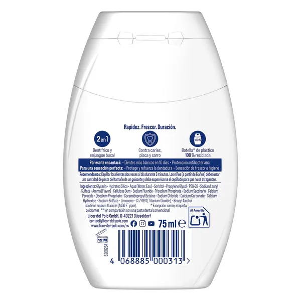 Pasta de dientes dos en uno blanqueador avanzado Licor del Polo bote 75 ml 2
