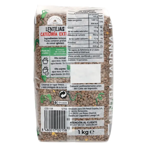 Lentejas pardinas Dia Vegecampo 1 Kg 2