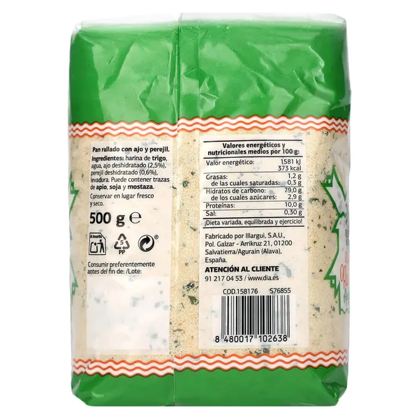 Pan rallado con ajo y perejil El Molino de Dia 500 g 3