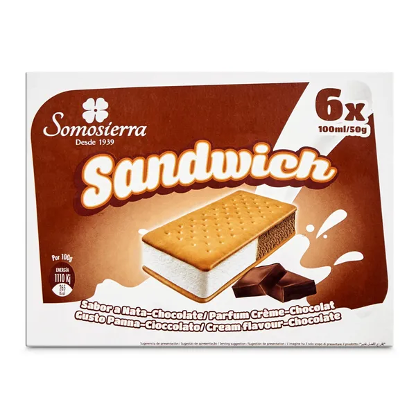 Sándwich de nata y chocolate Somosierra 6 x 50 g 2