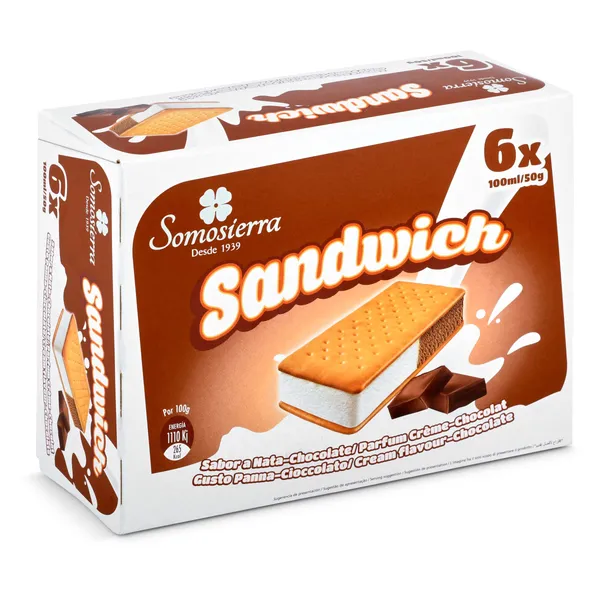 Sándwich de nata y chocolate Somosierra 6 x 50 g 3