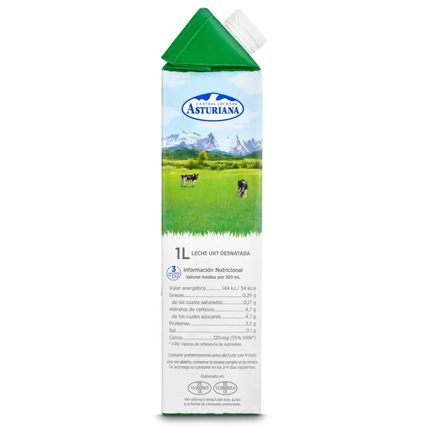 Leche desnatada Asturiana 1 L 3