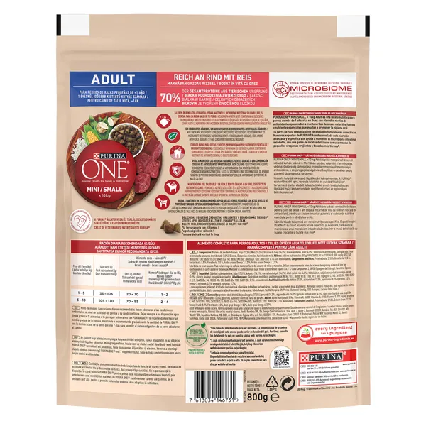 Alimento para perros mini con buey Purina ONE 800 g 3