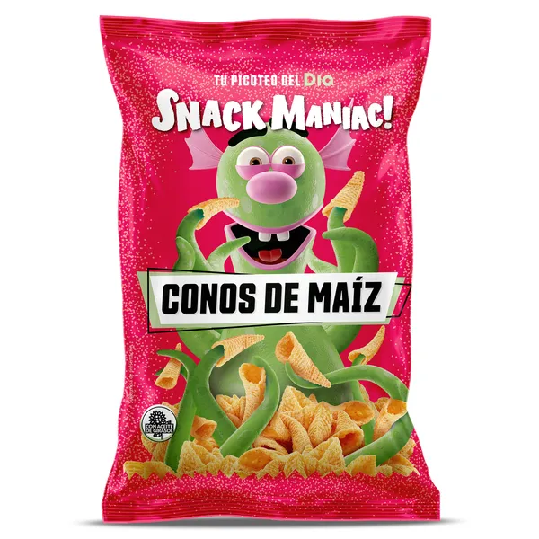 Conos de maíz sabor queso y bacon Snack Maniac de Dia bolsa 100 g