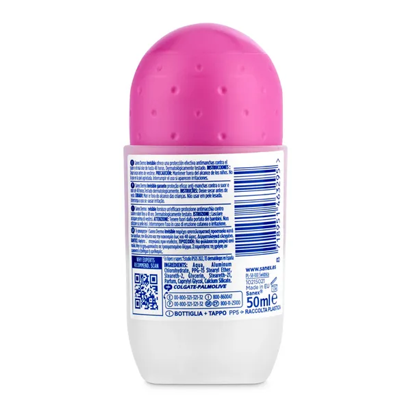 Desodorante roll-on antimanchas invisible 48h Sanex Dermo bote 50 ml 2