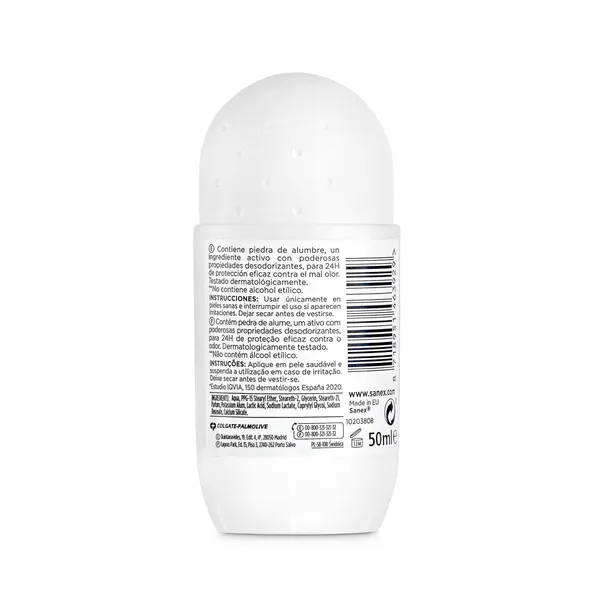 Desodorante roll-on piedra de alumbre Sanex Natur Protect bote 50 ml 2