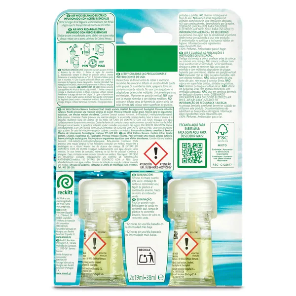 Ambientador eléctrico nenuco Air Wick blister 2 unidades 2