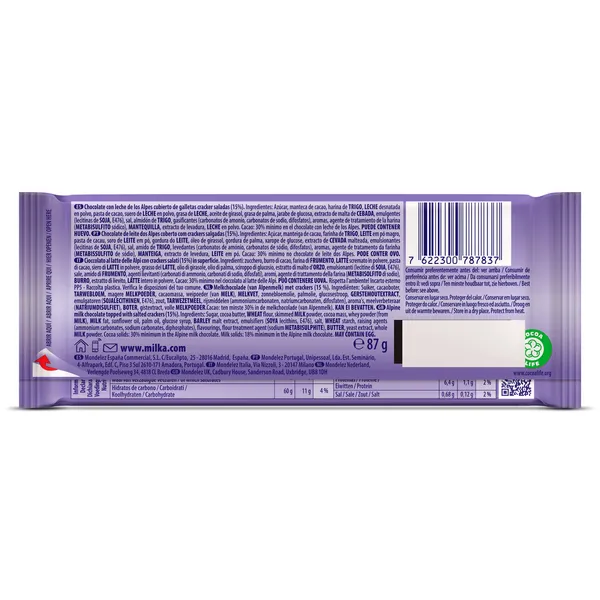 Chocolate con leche cubierto de galletas Milka 87 g 3