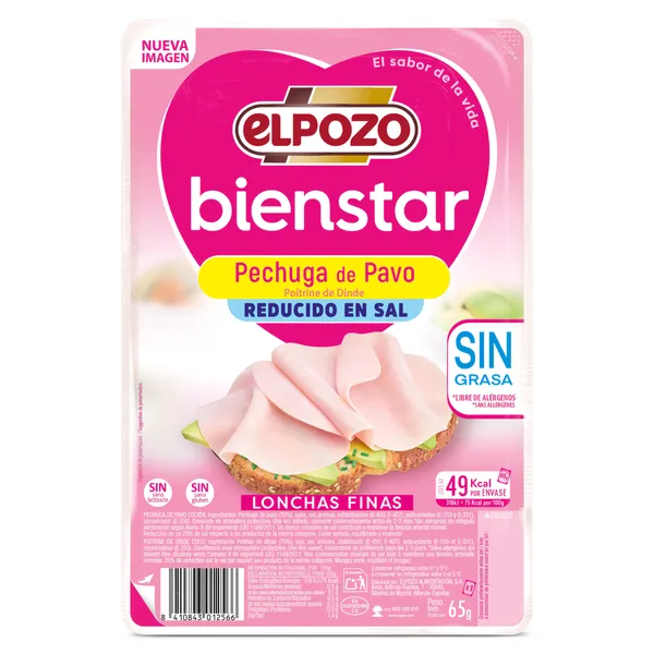 Pechuga de pavo Elpozo Bienstar bandeja 65 g
