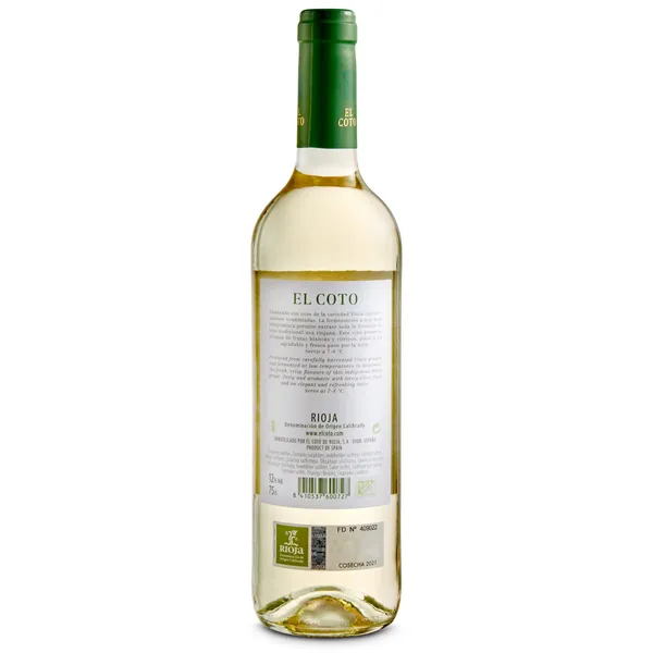 Vino blanco Rioja El coto botella 75 cl 2