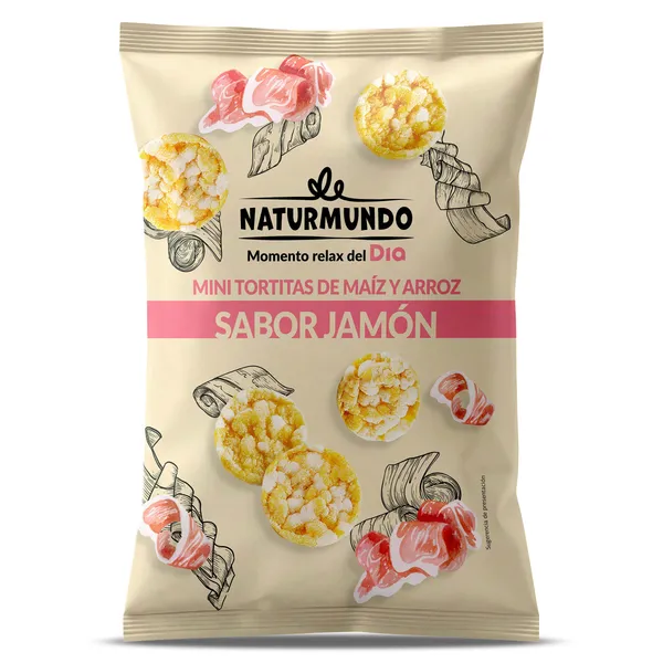 Mini tortitas de maíz y arroz sabor jamón Dia Naturmundo bolsa 75 g 2